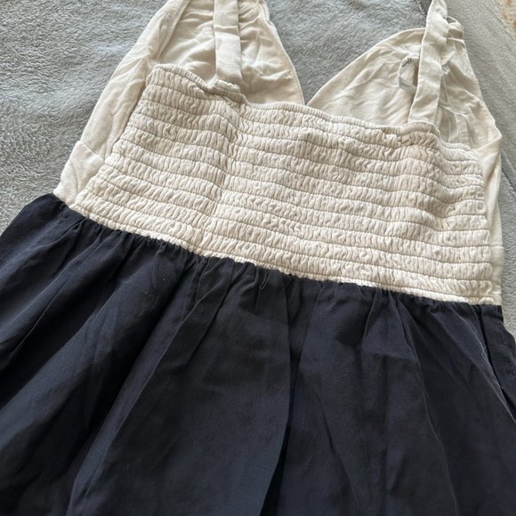 Guess Crossover Top Cream, Black and Aqua Color Block Dress EUC Sz L - Picture 6 of 8